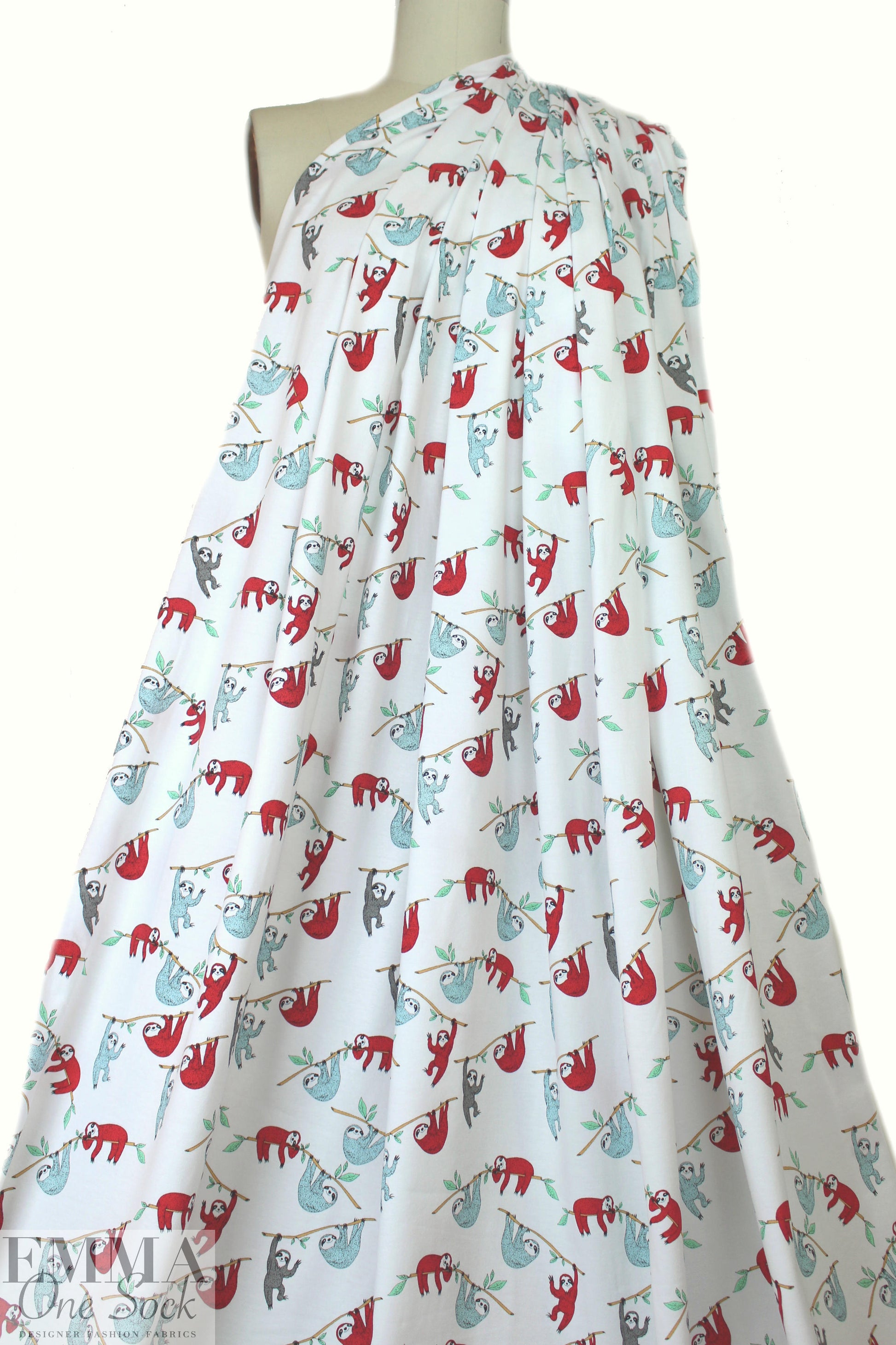 organic cotton jersey - happy sloths .875 yds