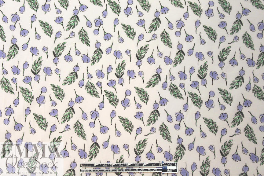organic cotton jersey - little periwinkle flowers