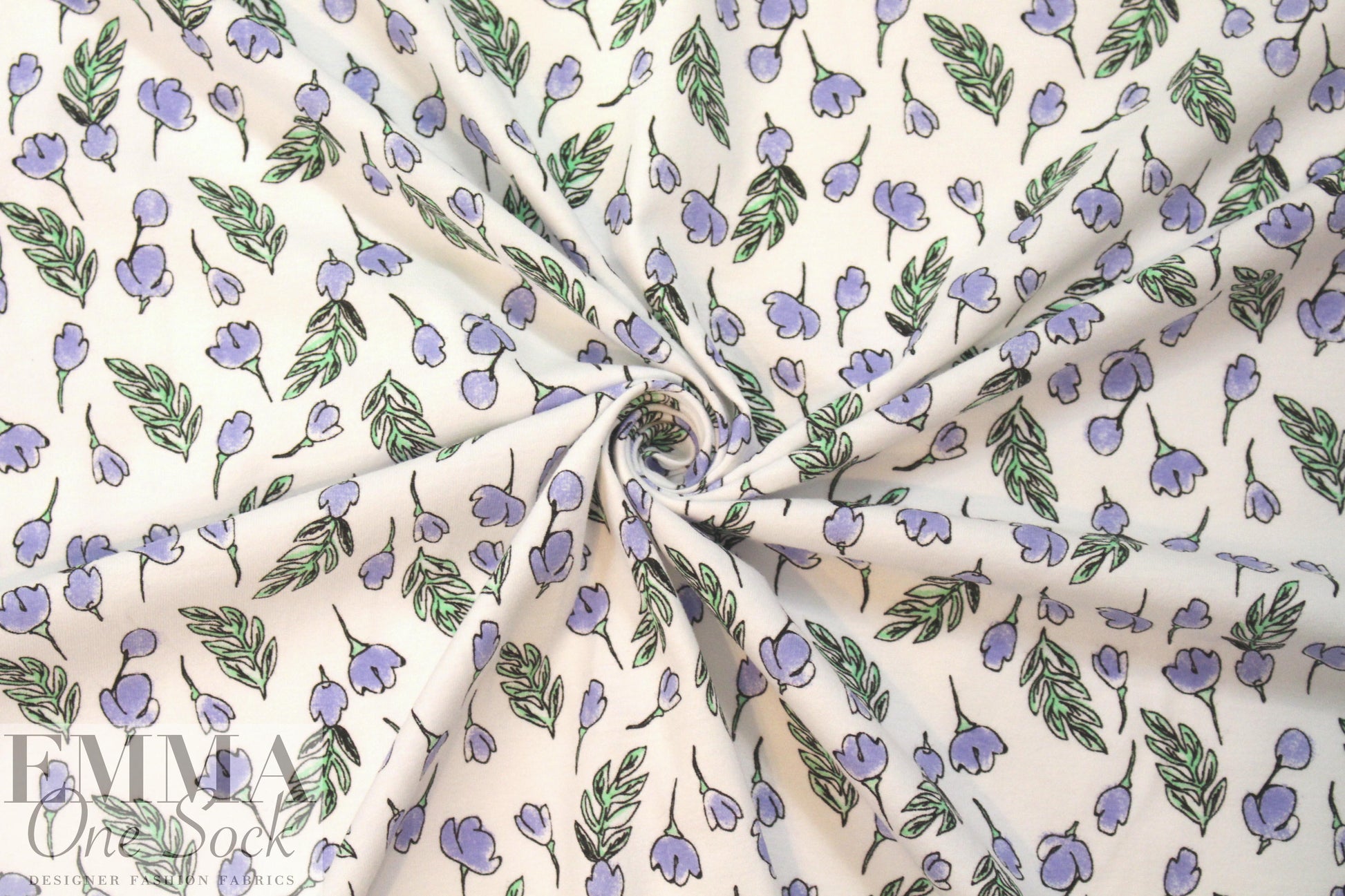 organic cotton jersey - little periwinkle flowers .875 yds