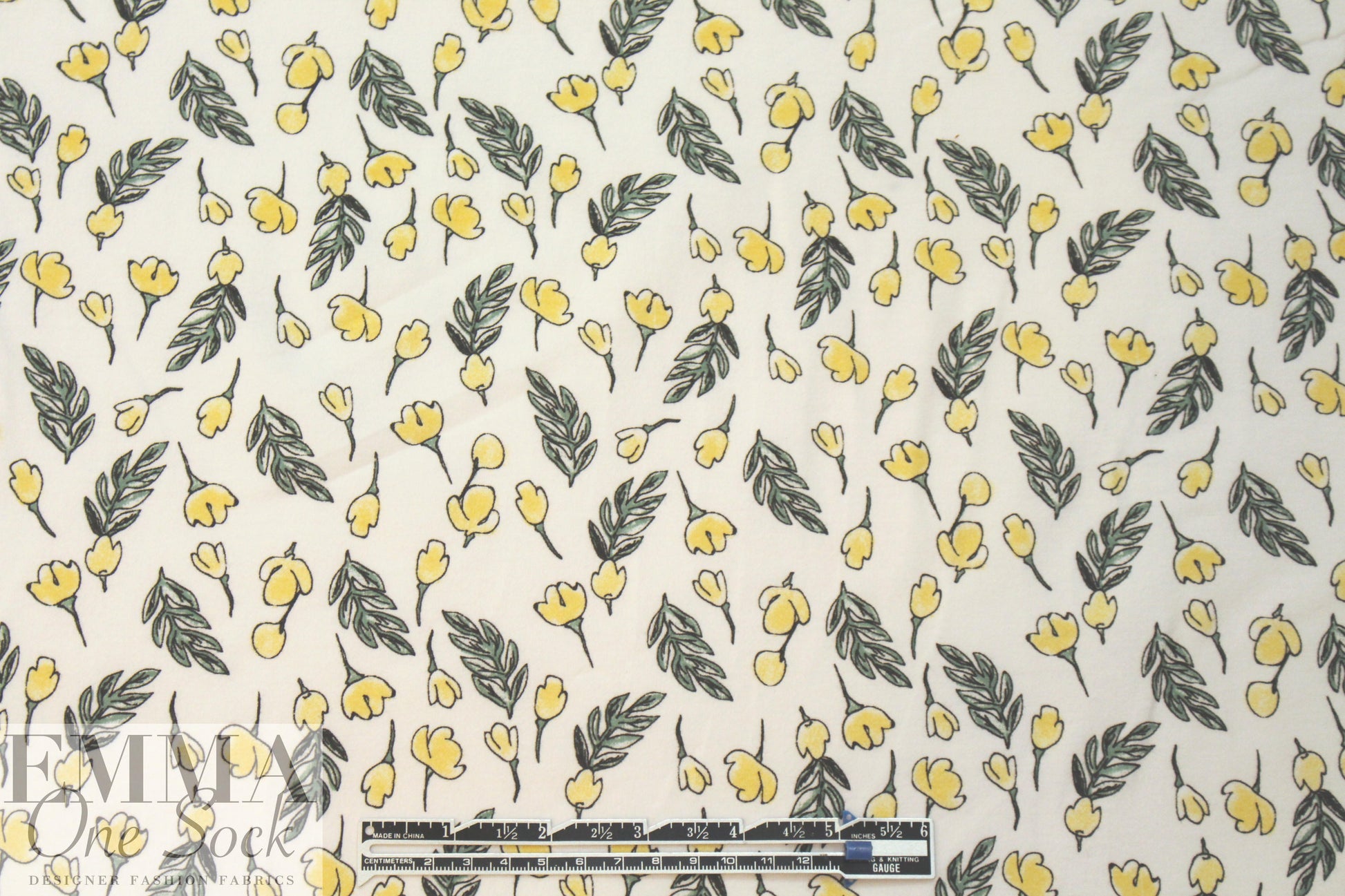 organic cotton jersey - little lemon flowers 1.375 yd