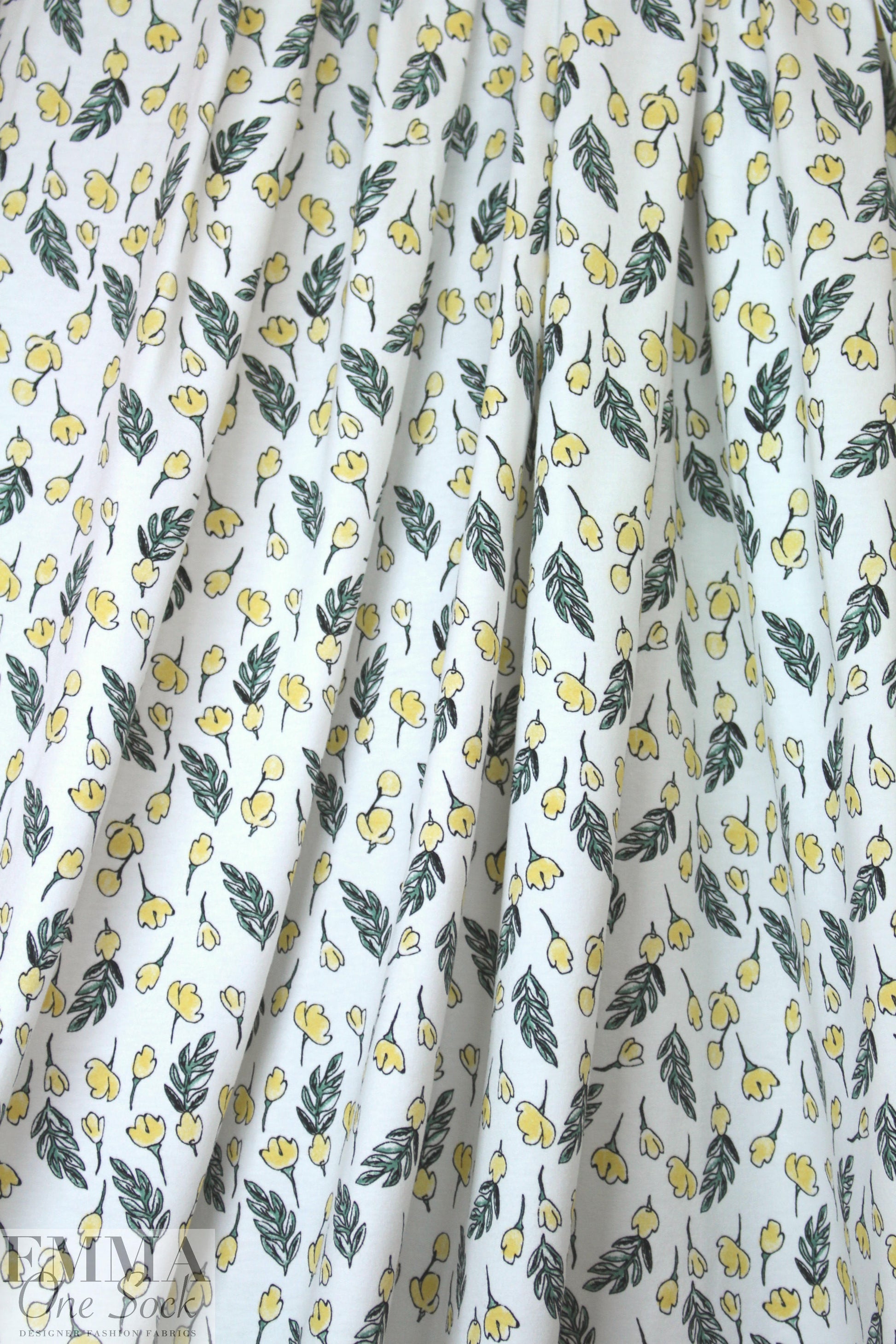 organic cotton jersey - little lemon flowers 1.75 yds