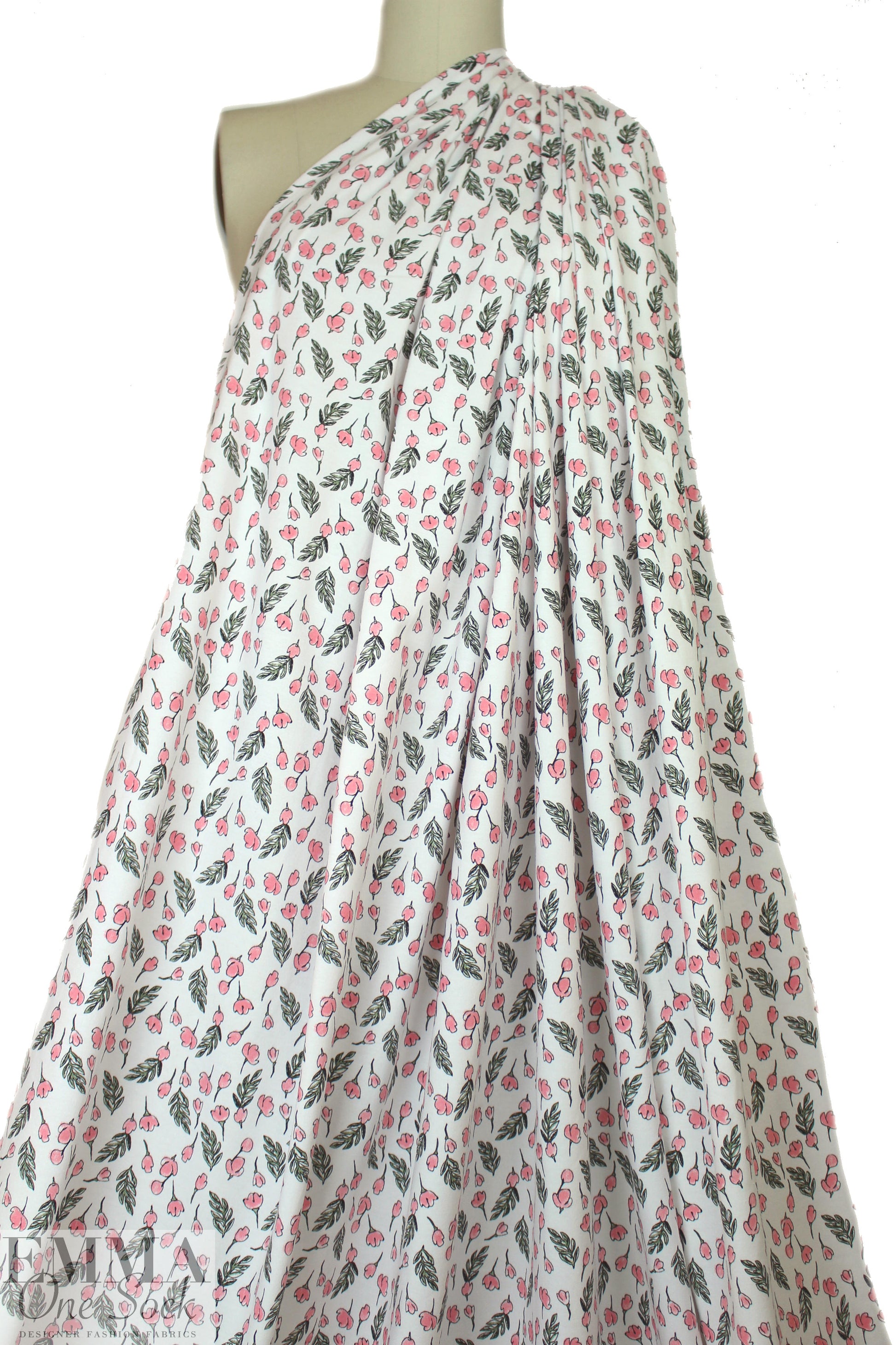 organic cotton jersey - little pink flowers .66 yds