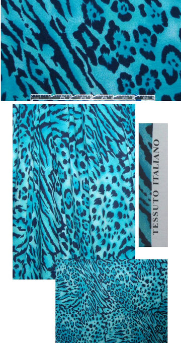Italian stylized cheetah COTTON knit - turquoise