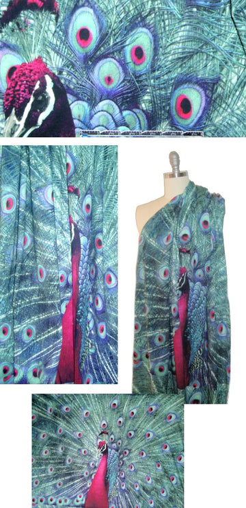 Dutch peacock cotton/lycra knit partial panel 1 yard