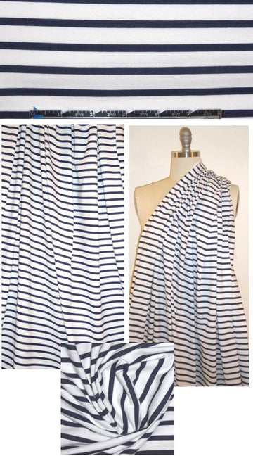 St. John midnight/white printed stripe COTTON knit 1.25 yds