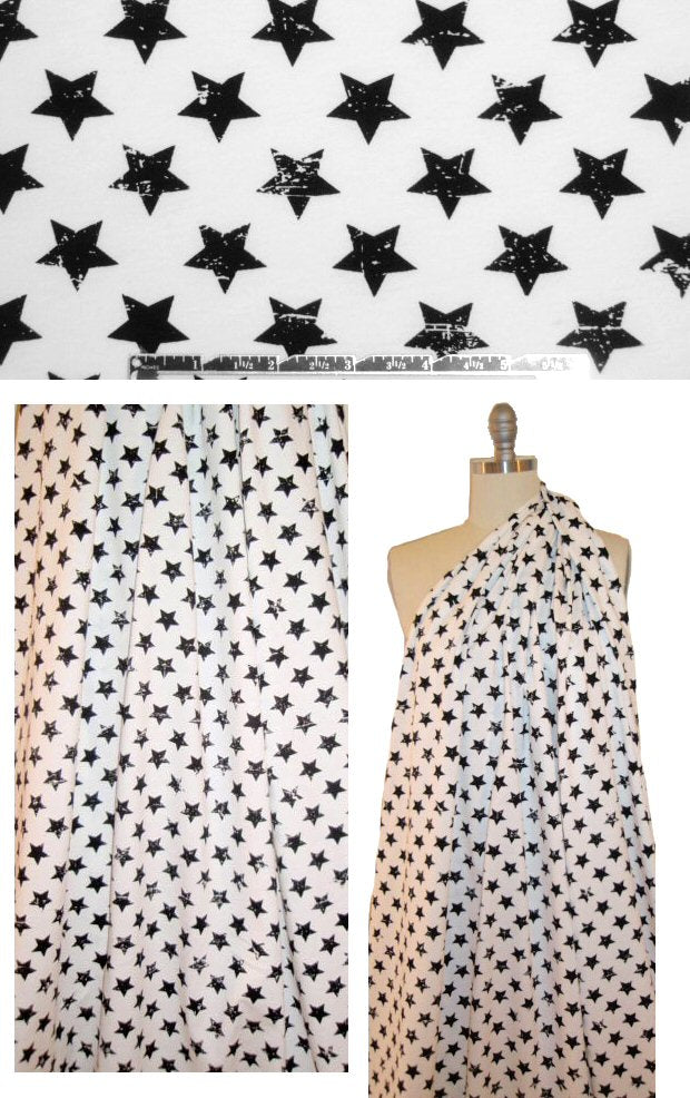 CA designer black/white star print cotton knit 1.5 yds