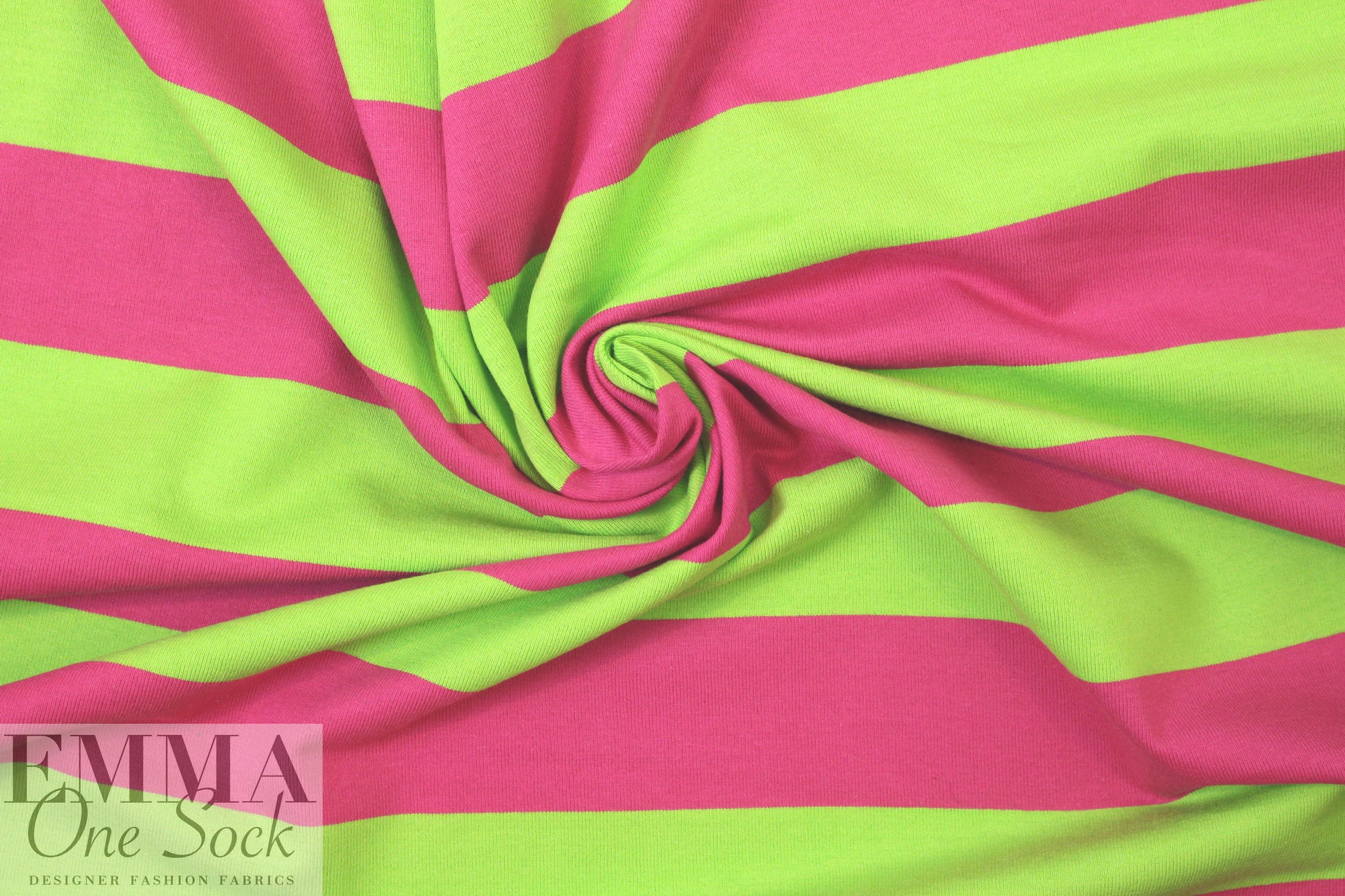 famous designer pink/lime wide stripe cotton knit