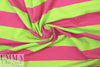 famous designer pink/lime wide stripe cotton knit .75 yds
