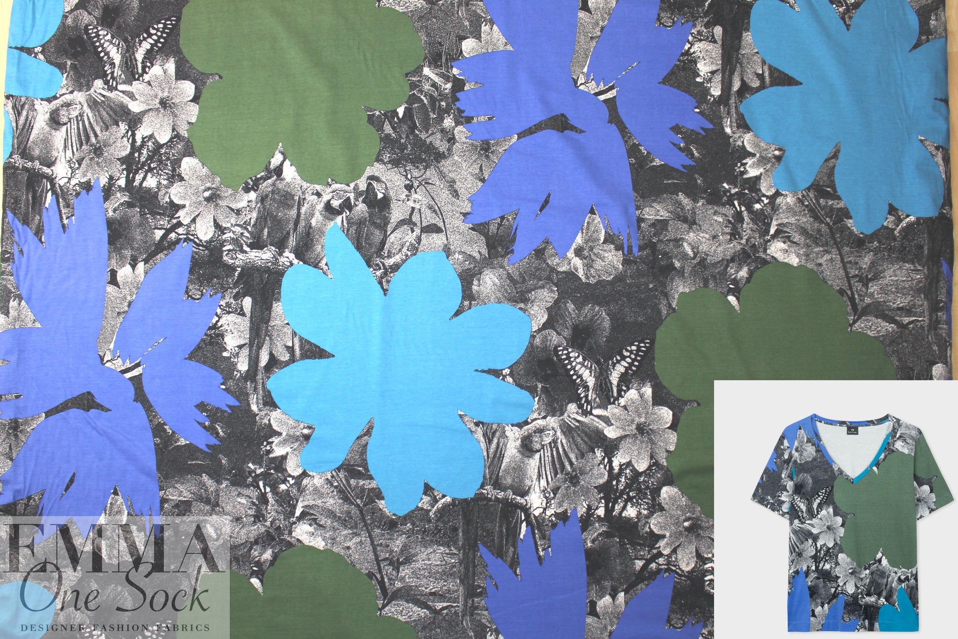 Pau1 Smith flower cutouts cotton knit - blue/green