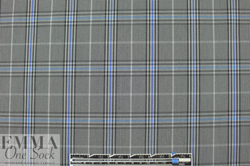 Italian blue/gray yarn-dyed cotton stretch plaid