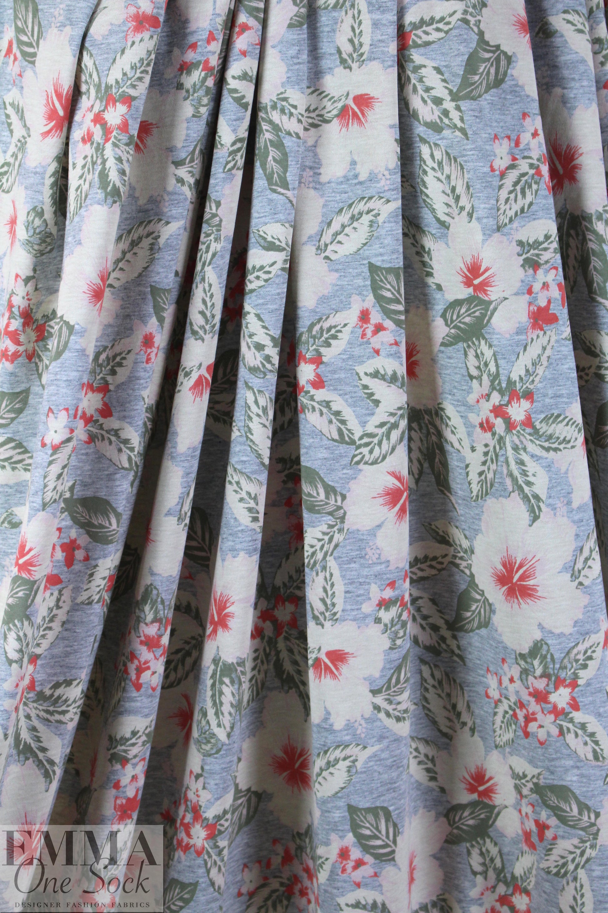 NY designer digital cotton knit - hibiscus 1.75 yds