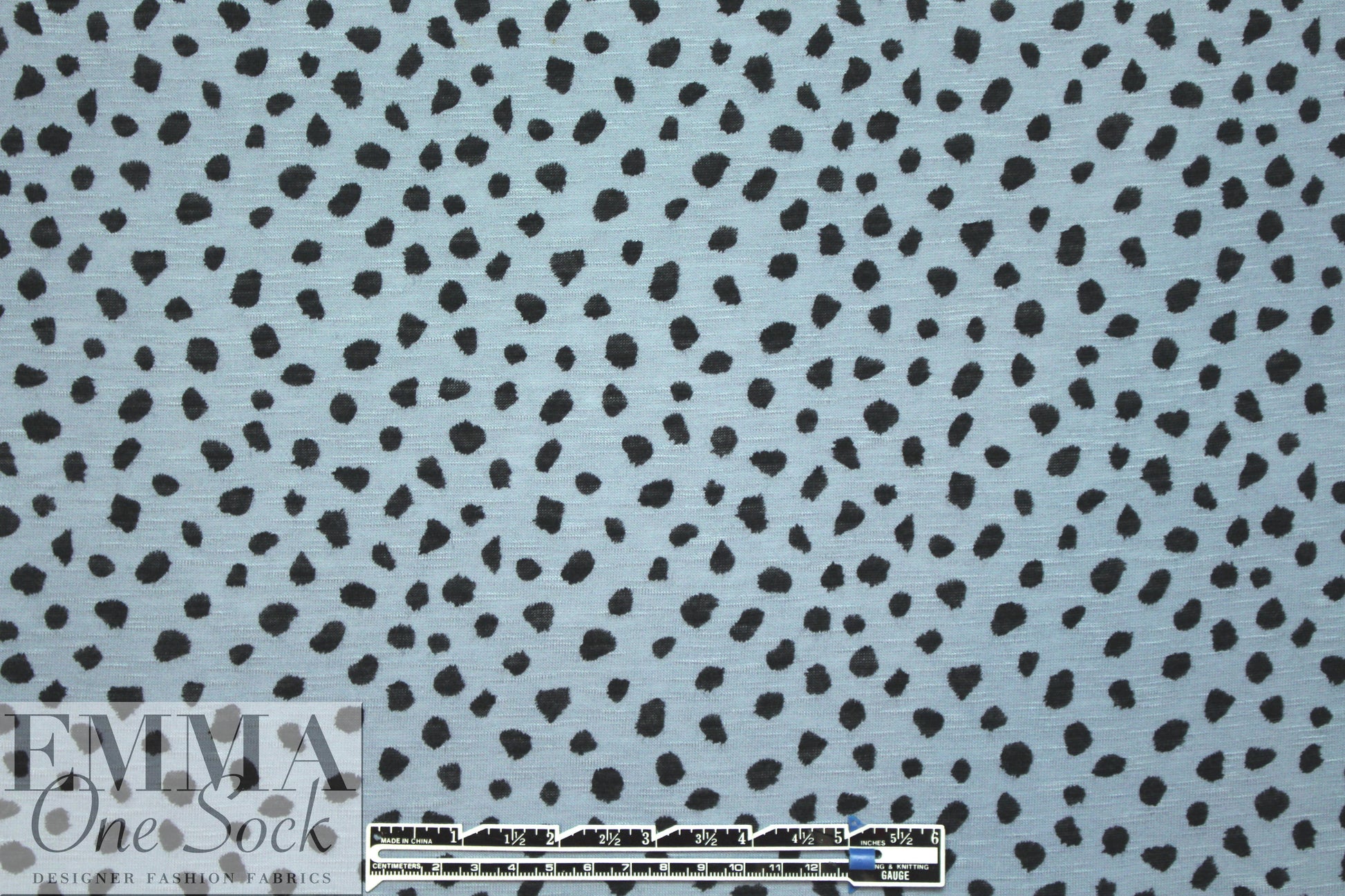 NY designer lightweight cotton knit - dusty blue dot 1.25 yds