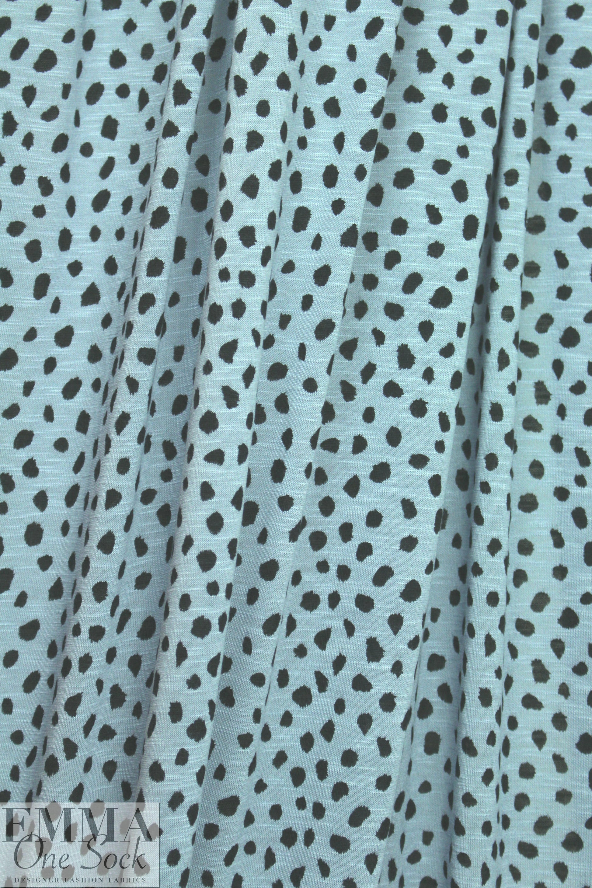 NY designer lightweight cotton knit - dusty blue dot 1.25 yds