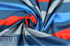 Italian pique stitch all cotton knit - blue/red/gray .75 yds