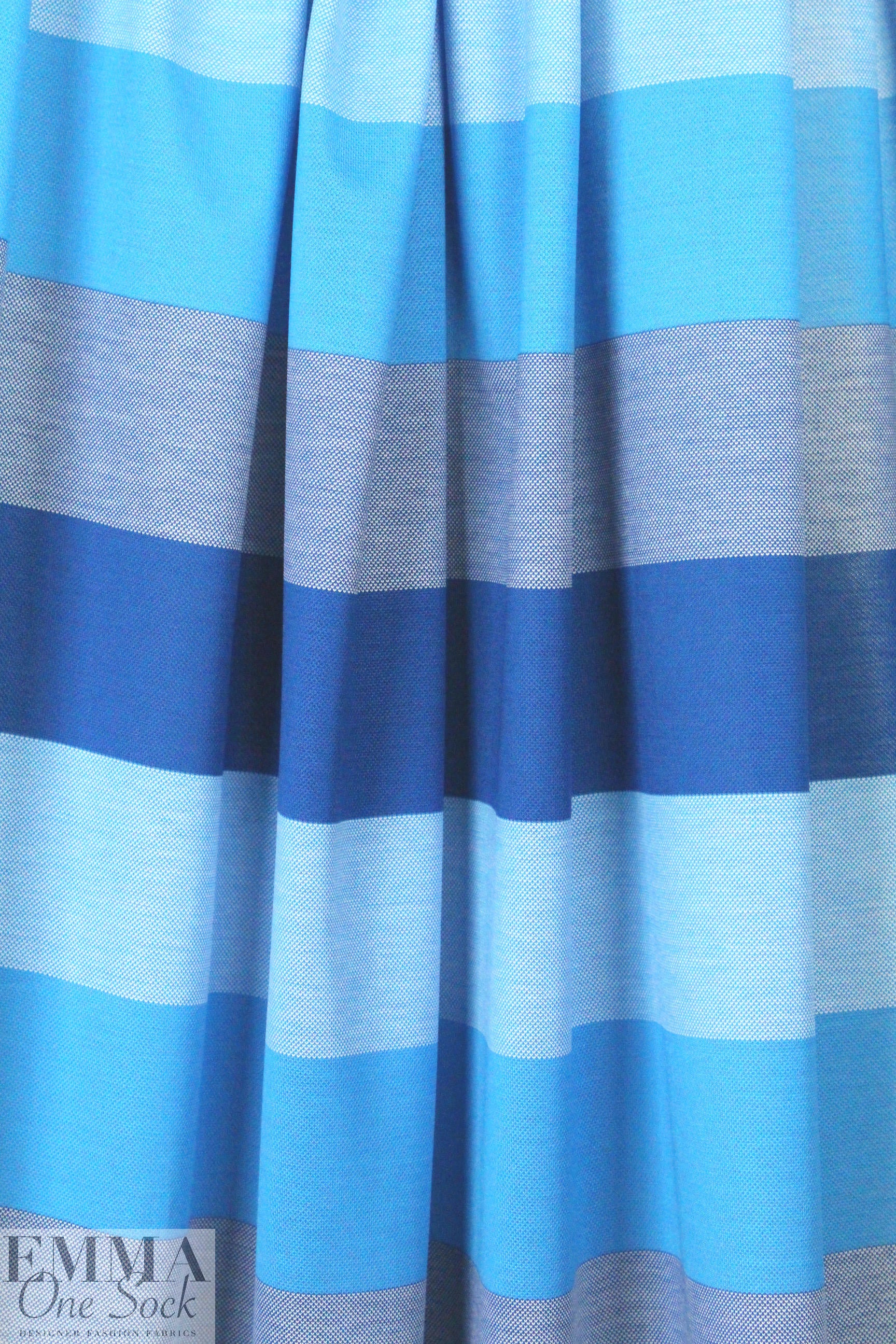 Italian pique stitch all cotton knit - blue/turquoise 1.375 yd