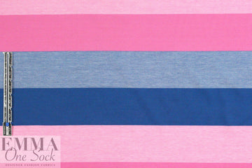 Italian pique stitch all cotton knit - blue/pink 1.875 yds