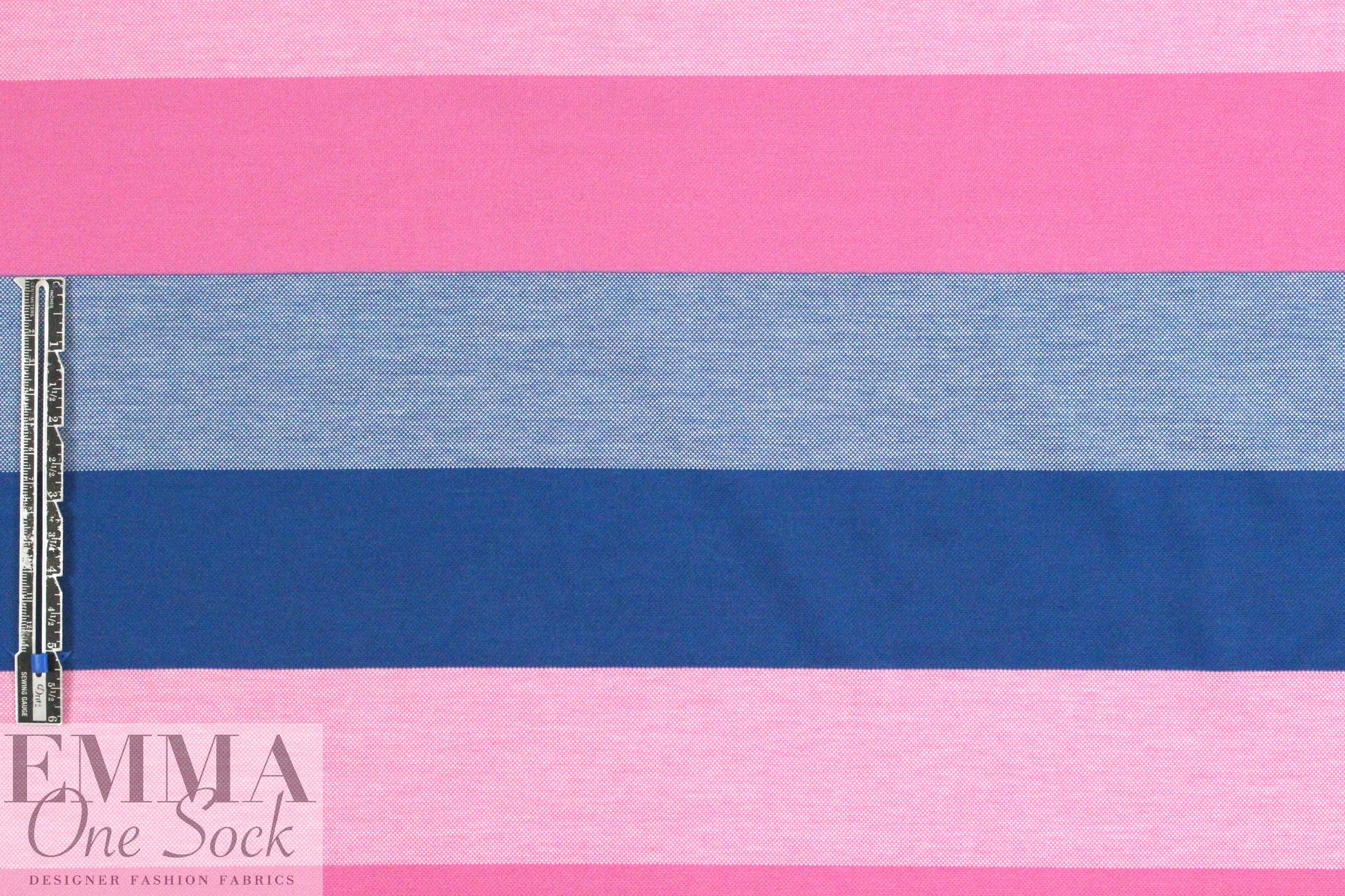 Italian pique stitch all cotton knit - blue/pink 1.375 yd