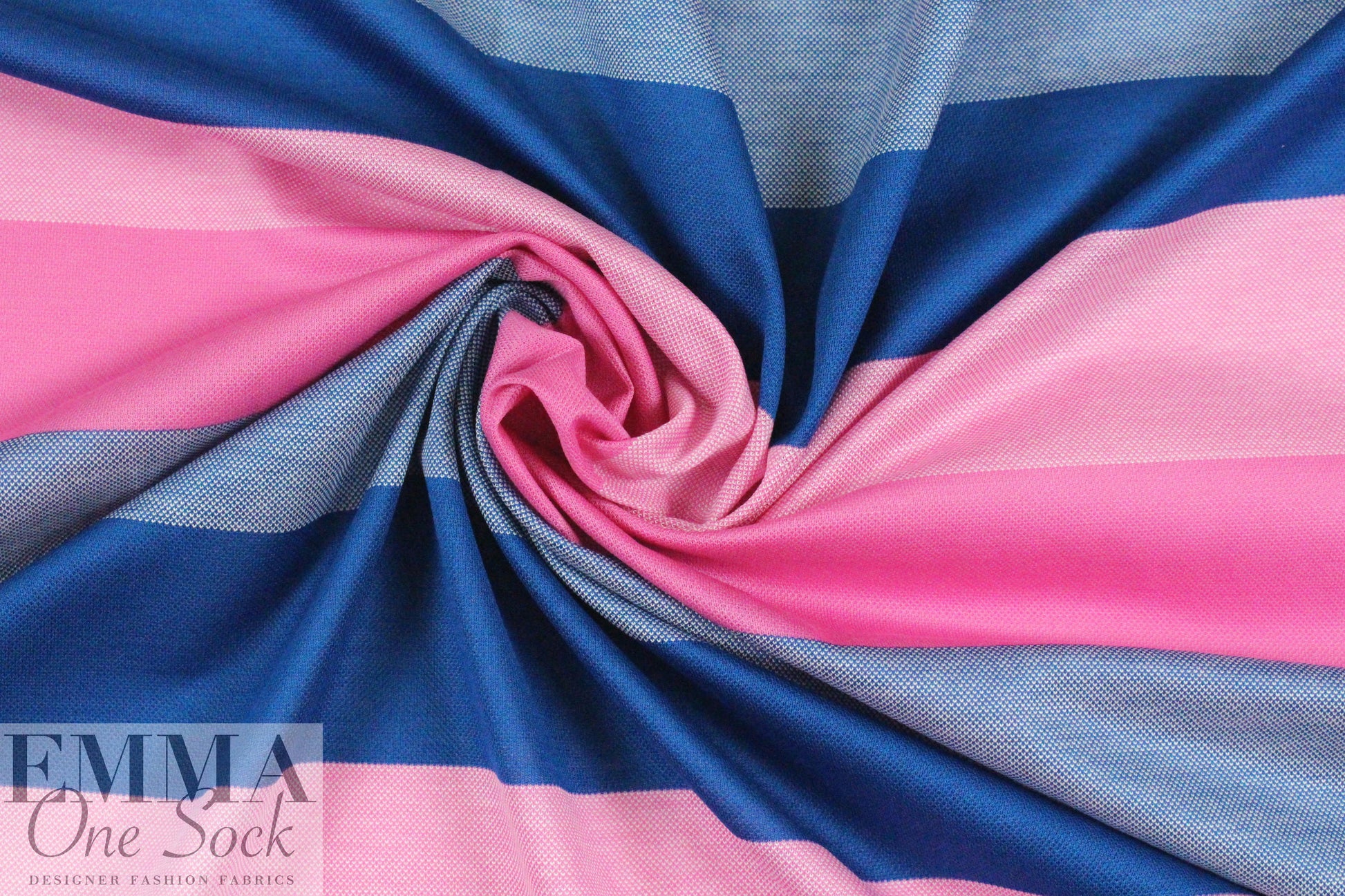 Italian pique stitch all cotton knit - blue/pink 1.375 yd