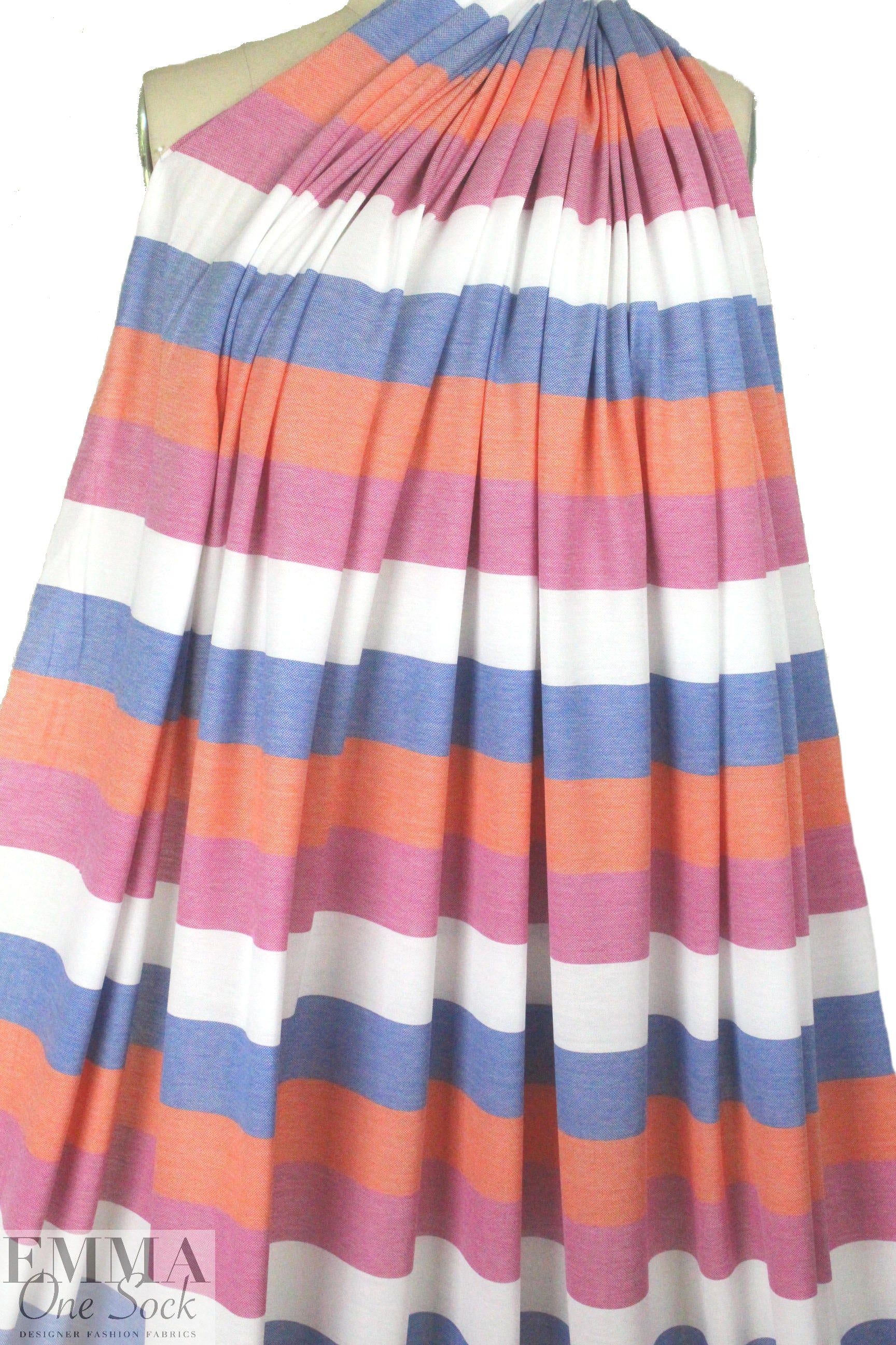 Italian pique stitch all cotton knit - pink/orange