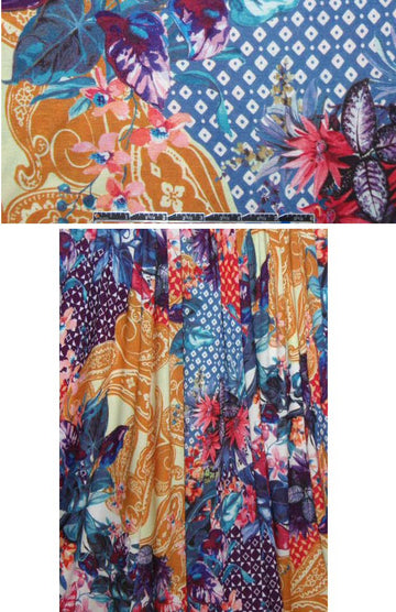 Italian flower/pattern/paisley montage COTTON knit .75 yds