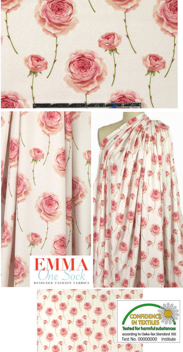 Dutch digital 'pink roses' cotton/lycra knit  1.5 yds