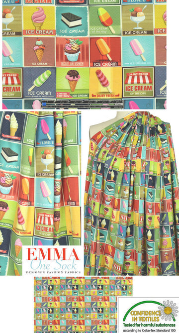 Dutch digital 'frozen treats' cotton/lycra knit