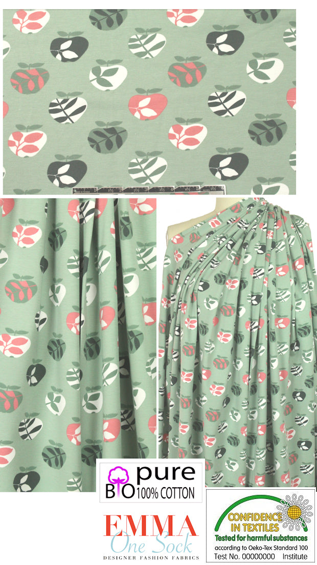 Dutch apple graphic bio-cotton knit - frosty green
