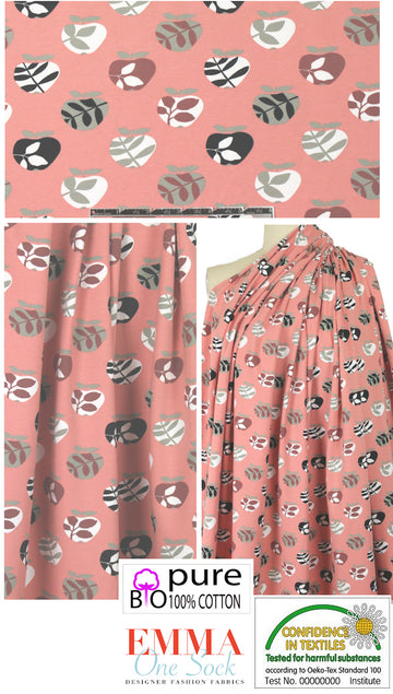 Dutch apple graphic bio-cotton knit - dusty coral 1.625 yd