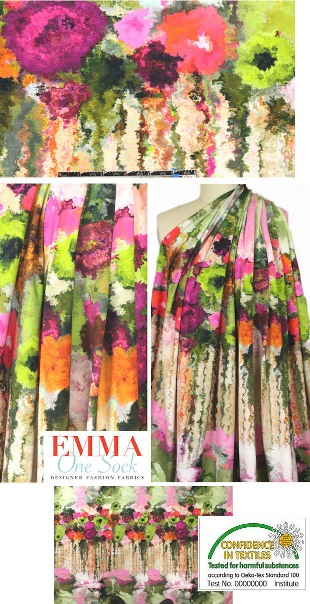Dutch digital 'painterly flowers  .66 yds Partial Panel