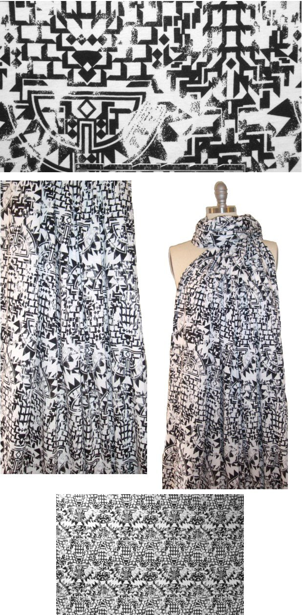 The0ry tribal graphic cotton featherweight knit 1.5 yds