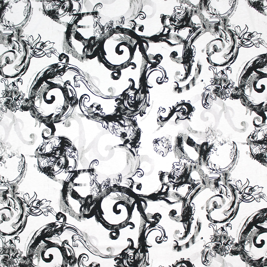 'Ver$ace scroll' lightweight cotton knit 1.25 yds