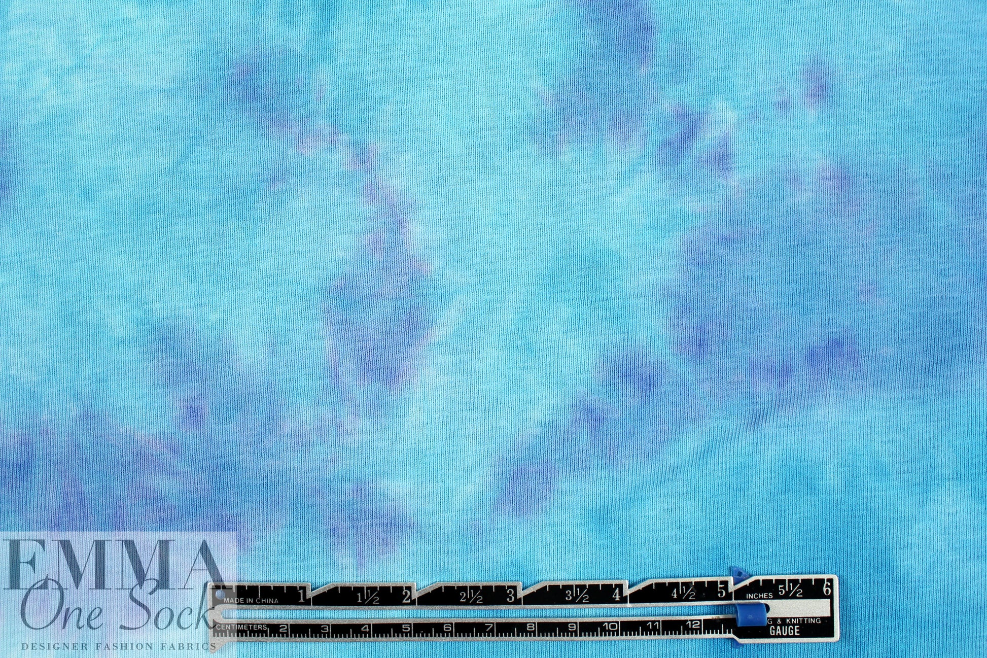 CA designer turquoise/indigo tie dye cotton knit .75 yds