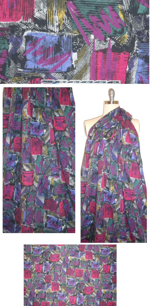 Italian jewel tone scribble graphic cotton/lycra knit