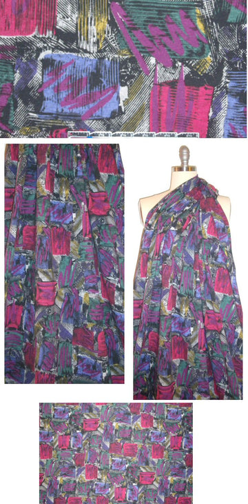 Italian jewel tone scribble graphic cotton/lycra knit 2 yd