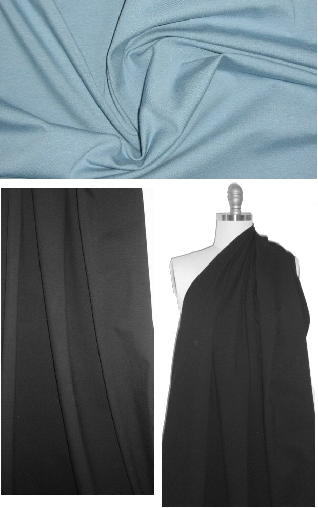 COTTON/lycra medium weight 4-way knit - smokey blue 1.33 yds