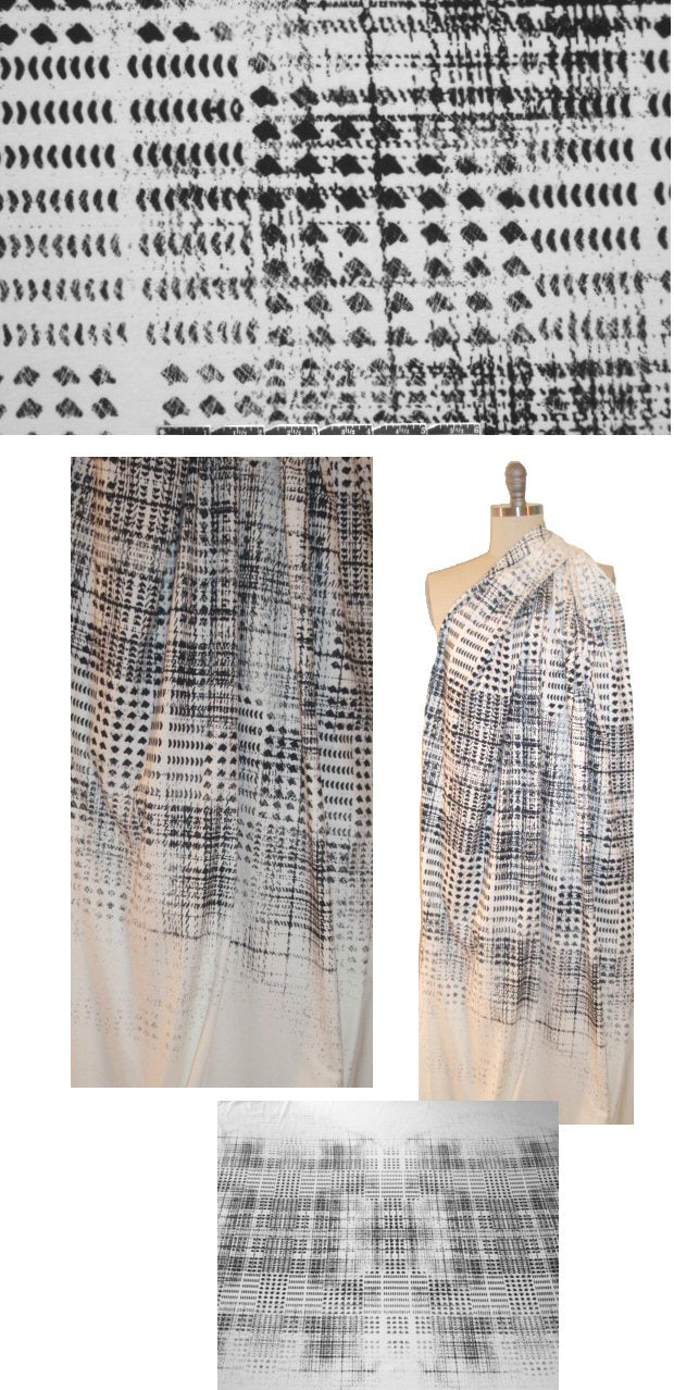 Italian black/white panel design cotton knit 2.20 yds