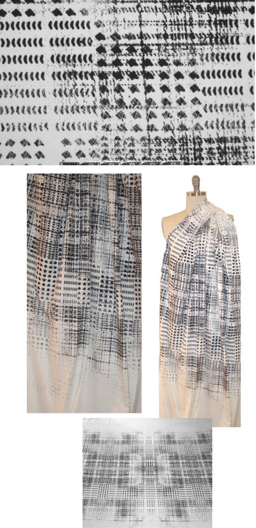 Italian black/white panel design cotton knit 2.20 yds
