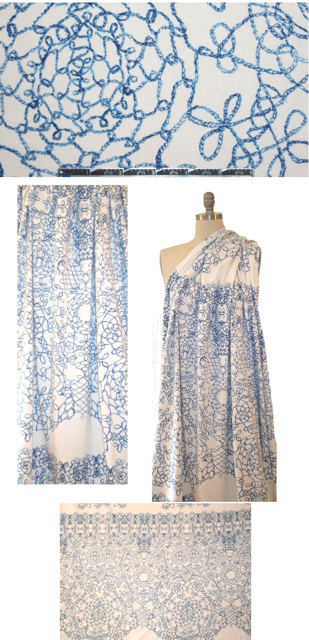 CA designer knotted rope panels cotton knit - navy/white