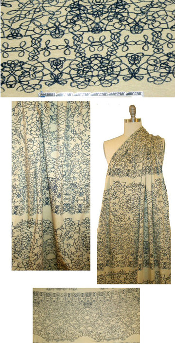 CA designer knotted rope panels cotton knit - navy/sand