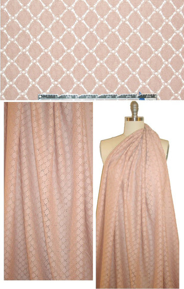 CA designer dusty blush 'cameo' cotton lace .75 yds