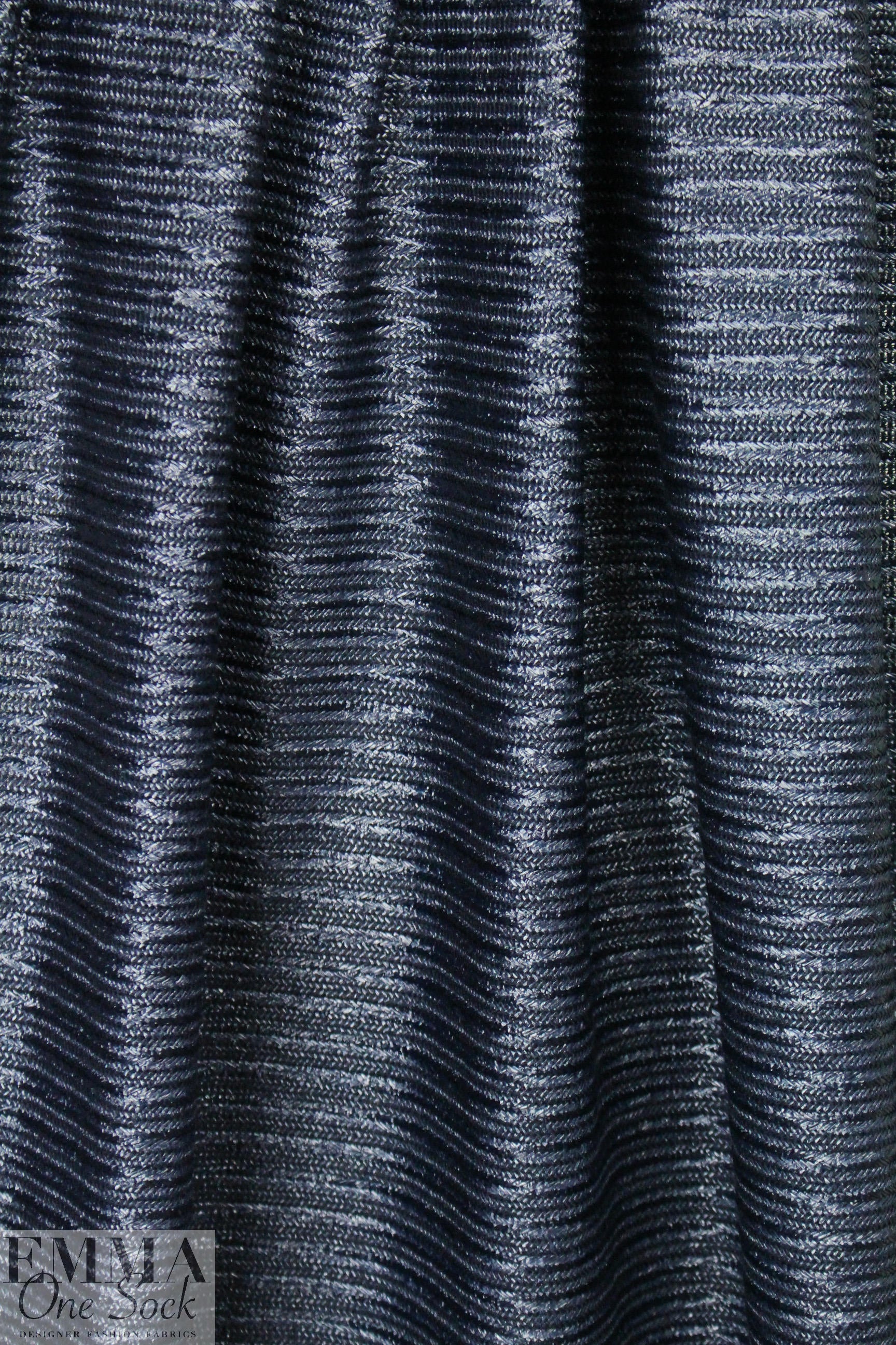 Trina T. raffia-texture laminated cotton knit - marine .66 yds