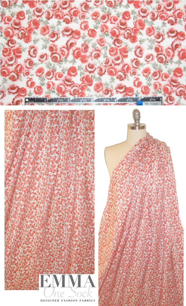 Italian red clay Liberty-esque floral cotton lawn