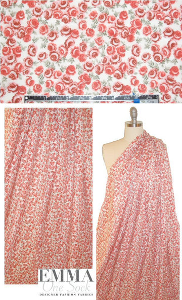 Italian red clay Liberty-esque floral cotton lawn 1.25 yd
