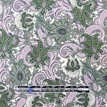 Italian classic paisley cotton batiste - lavender/basil 1.5 yds