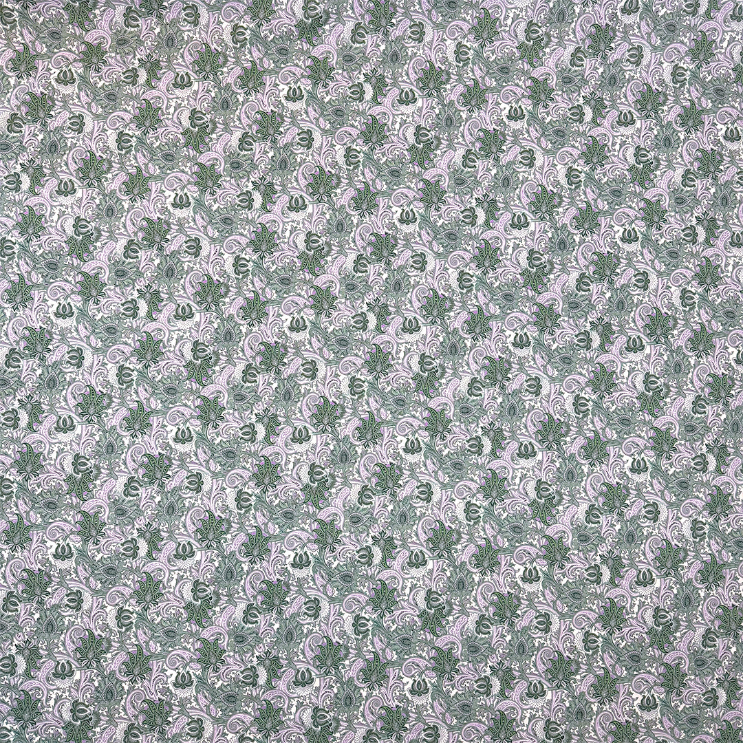 Italian classic paisley cotton batiste - lavender/basil 1.5 yds