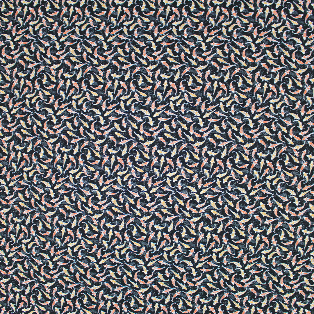 designer deadstock 'koi pond' printed cotton lawn 3 yds