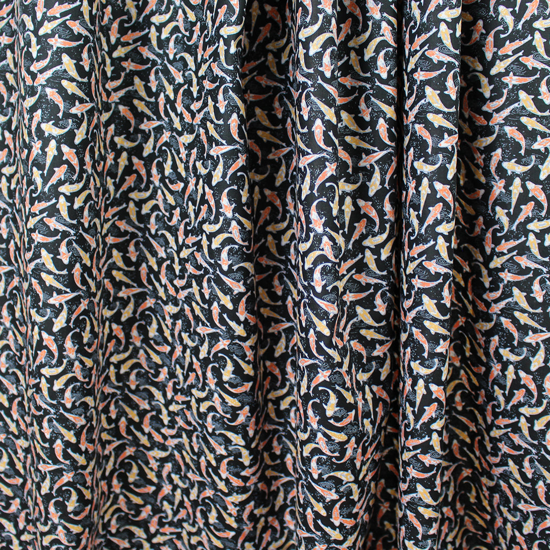 designer deadstock 'koi pond' printed cotton lawn 1.5 yds