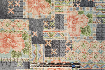 designer 'scrapbook flowers' cotton lawn .66 yds