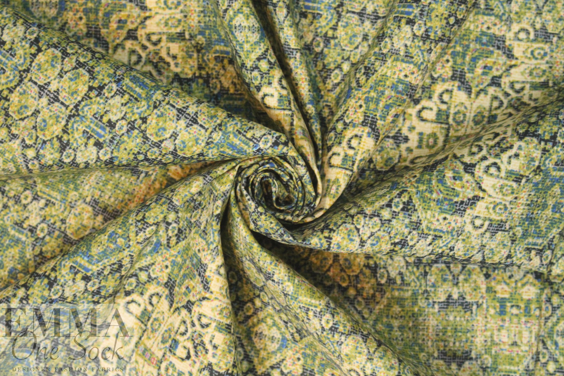 designer 'istanbul montage' cotton lawn - olive