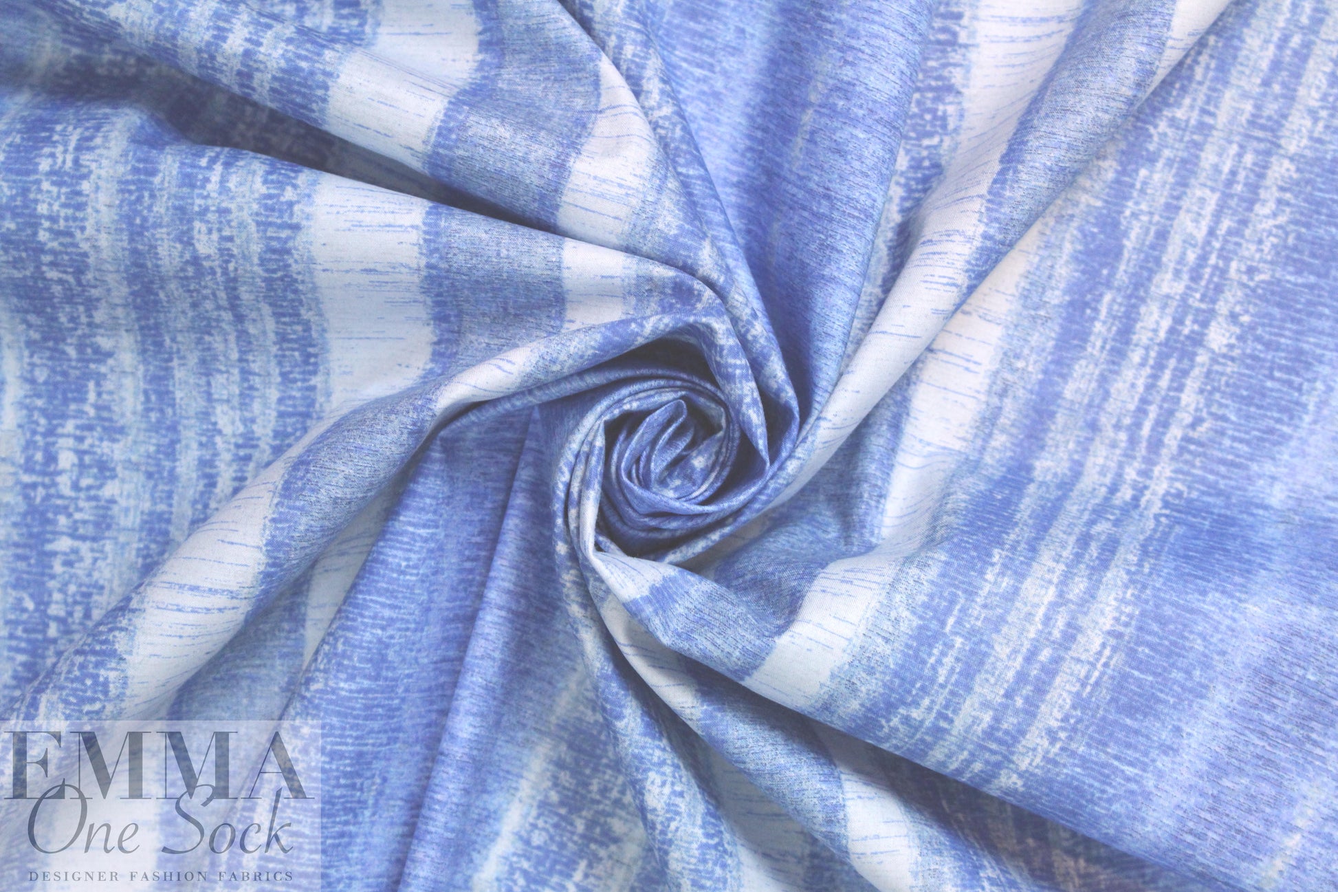 designer 'bleachy stripes' cotton lawn - denim tones